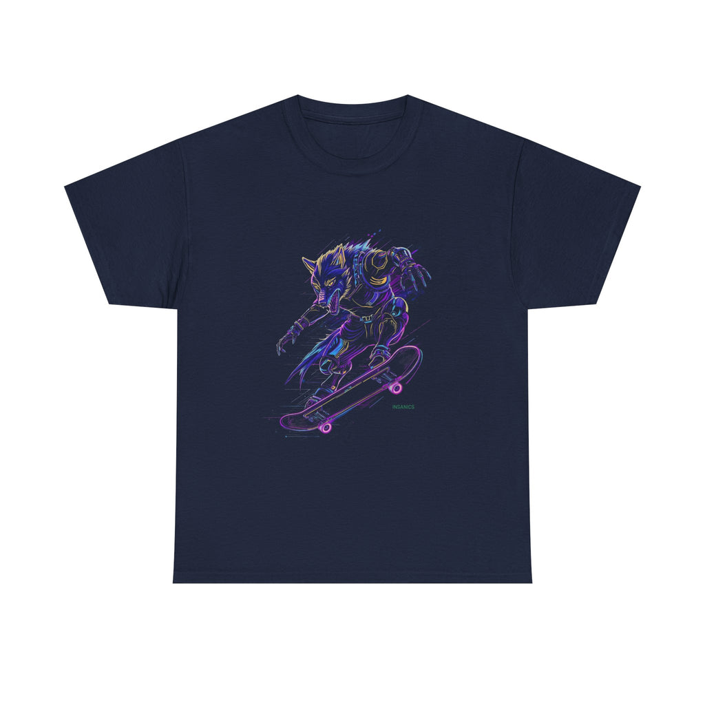 Neon Cyberpunk Skateboard - Unisex Cotton Tee