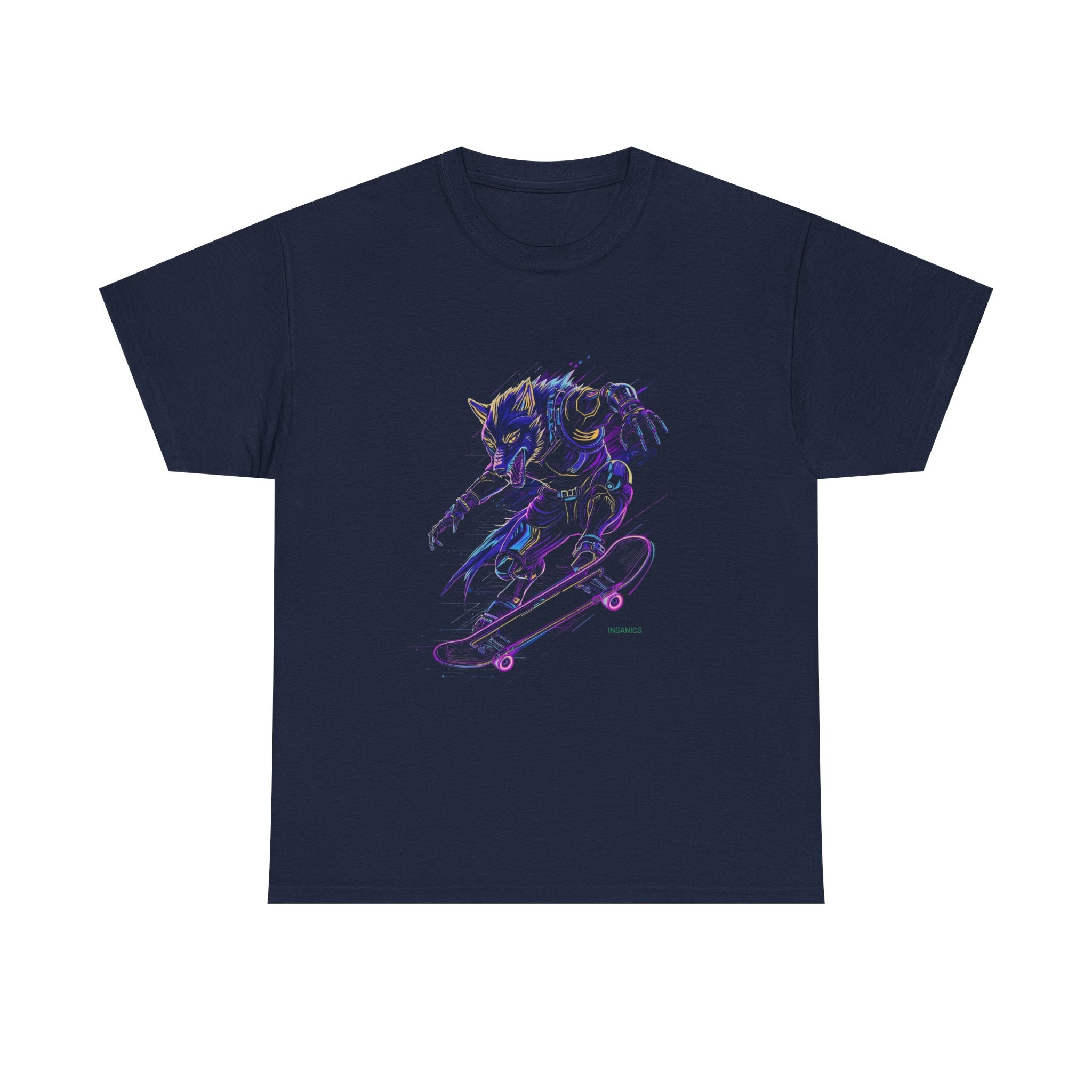 Neon Cyberpunk Skateboard - Unisex Cotton Tee