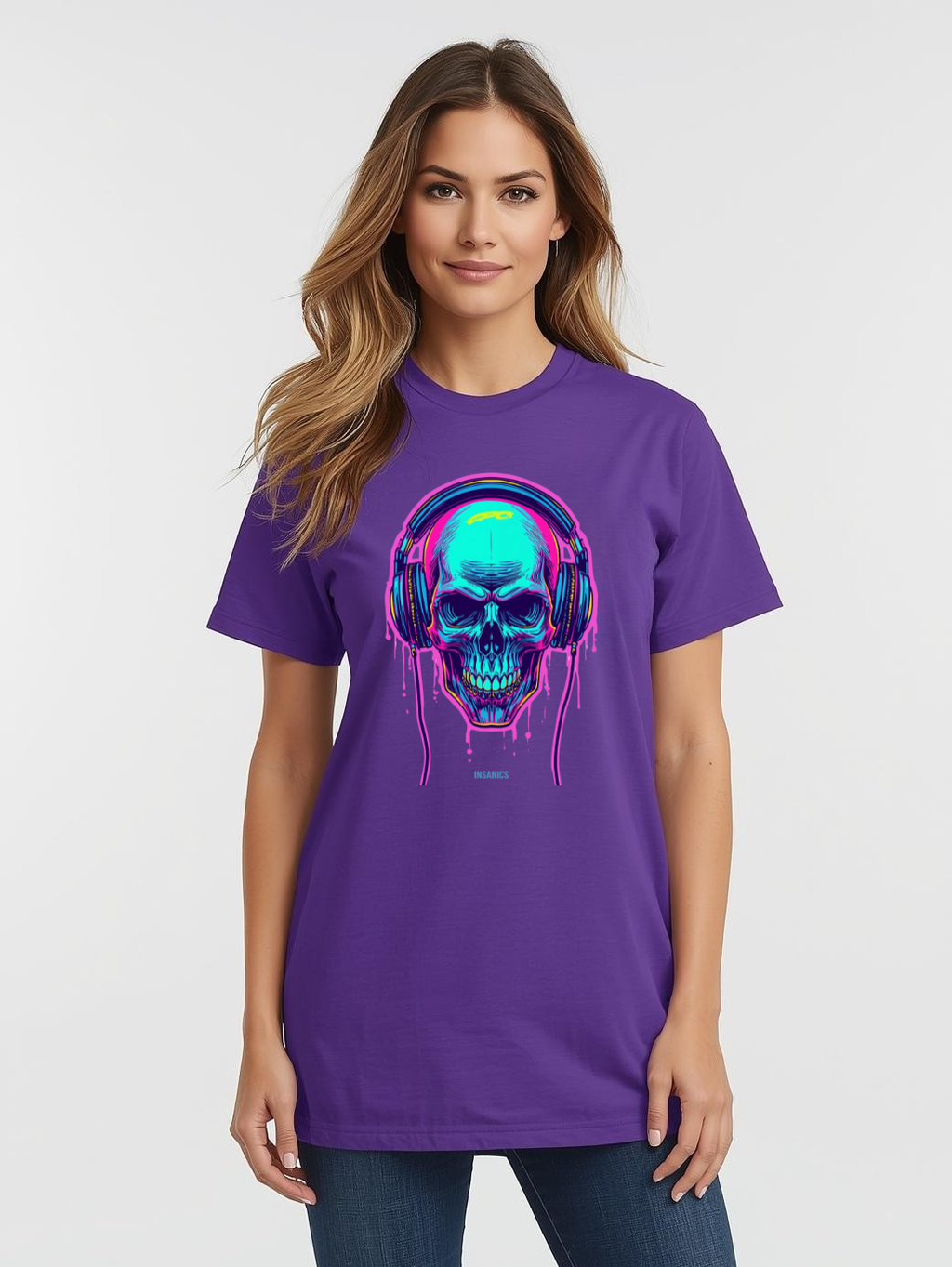 Neon Drip Skull - Unisex Heavy Cotton tee