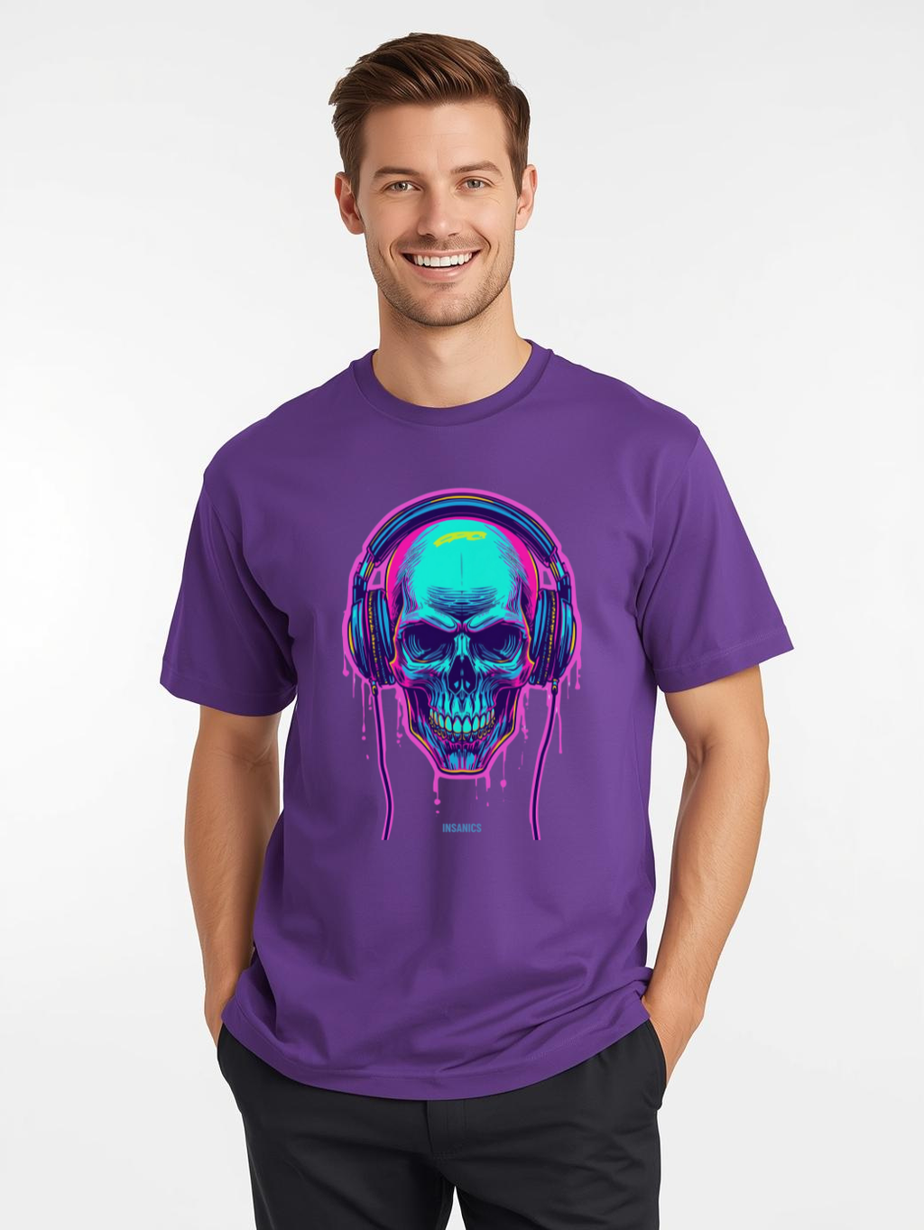 Neon Drip Skull - Unisex Heavy Cotton tee