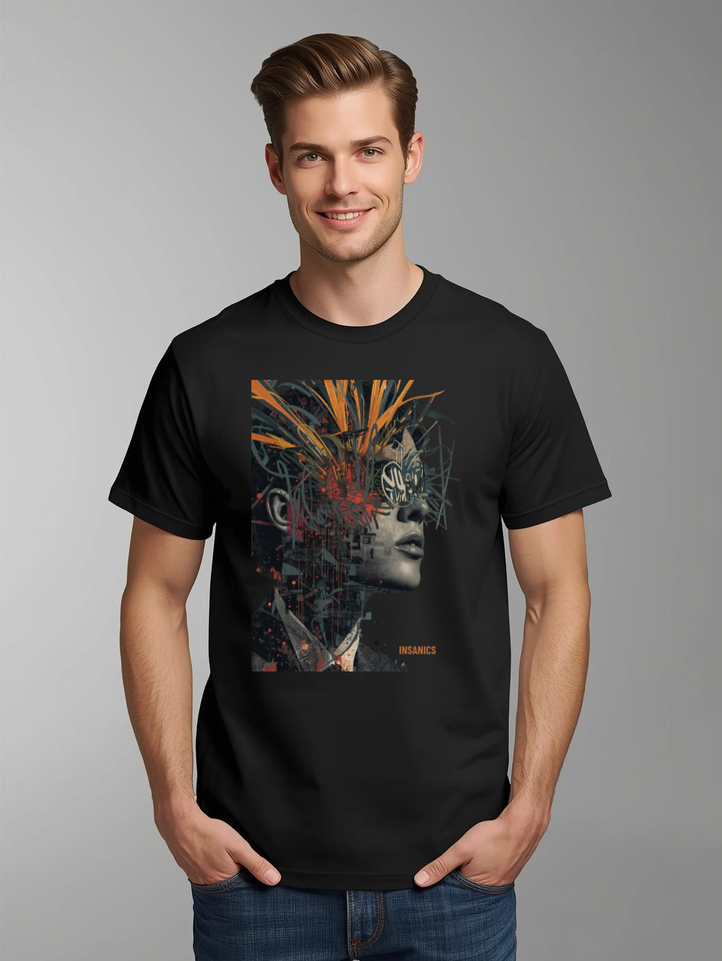 Artful Split Portrait - Unisex Heavy Cotton Tee